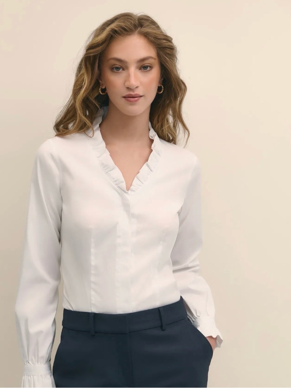 Brooks Brothers 346 White Ruffled Button-Front Blouse - Picture 10 of 10